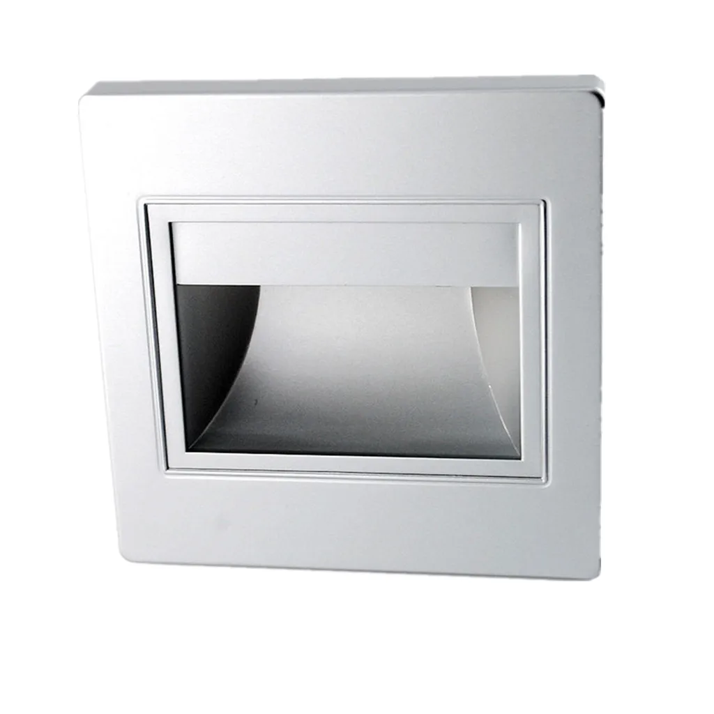 10pcs 1.5W Wall Plinth Recessed Stair Lamp Aisle Porch Footlight Warm White Light - Sliver Case