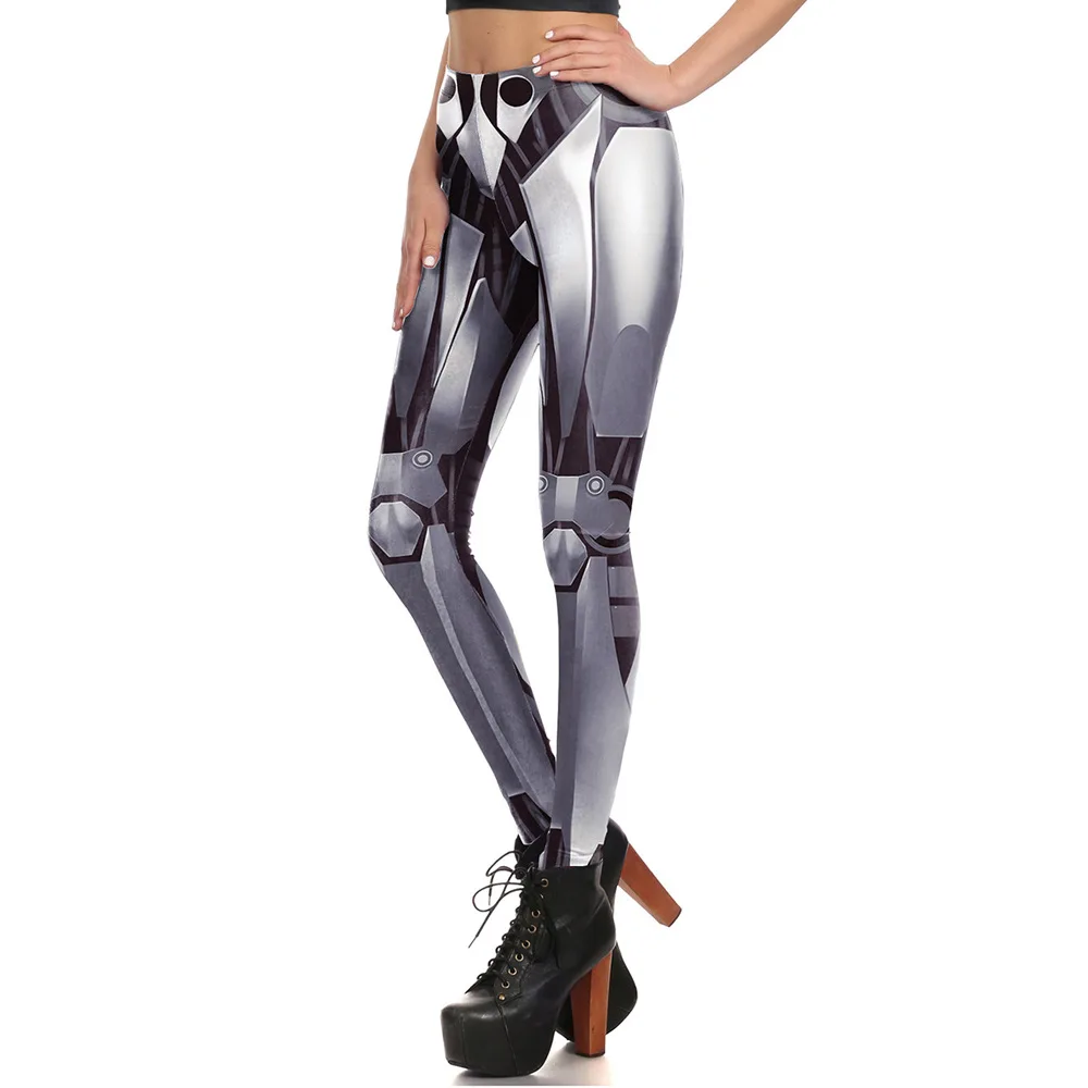 Для женщин леггинсы с цифровой печатью Железный Металл Armour Legins робот брюки для