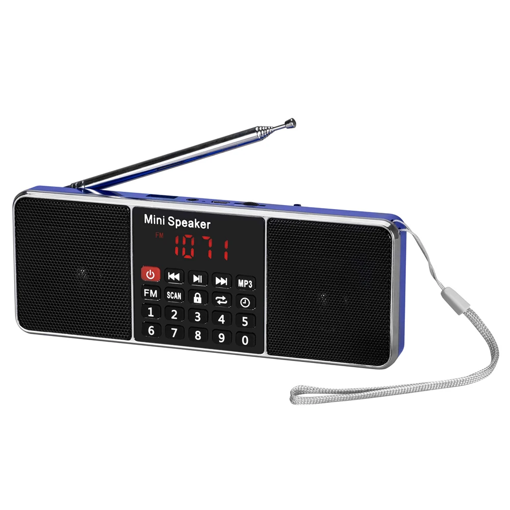 Портативный fm-радио динамик музыкальный плеер ЖК-экран динамик s может воспроизводить MP3 музыку с TF карты и USB флэш-накопитель - Цвет: Синий