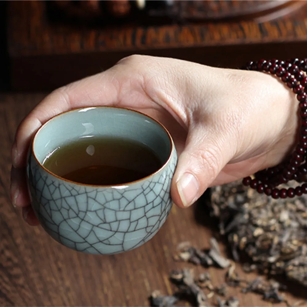 chinese traditional gift tea cups Ice crack longquan celadon tea cup
