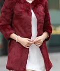 Женское меховое пальто новое пальто из натурального кроличьего меха длинное меховое пальто с длинным рукавом пальто из натурального меха зимняя куртка для женщин - Цвет: wine red