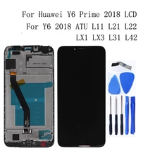 Para huawei y6 2018 display lcd de toque digitador da tela accessorie para y6 prime 2018 ATU L11 l21 l22 lx3 com quadro peças telefone
