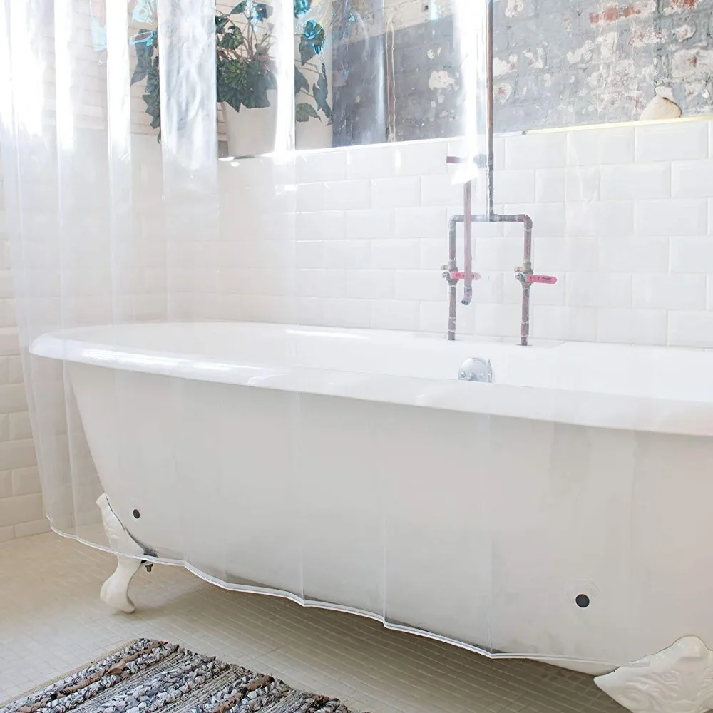 Comprar Cortina de ducha UFRIDAY PEVA revestimiento transparente con imanes Fondo impermeable y resistente al moho cortina de baño transparente cristal