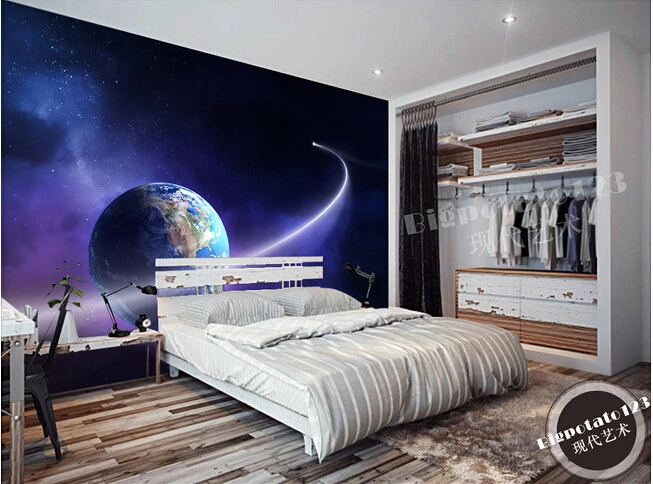 

The custom 3D murals,dream aerial planets orbiting the blue planet papel de parede,living room sofa TV wall bedroom wall paper