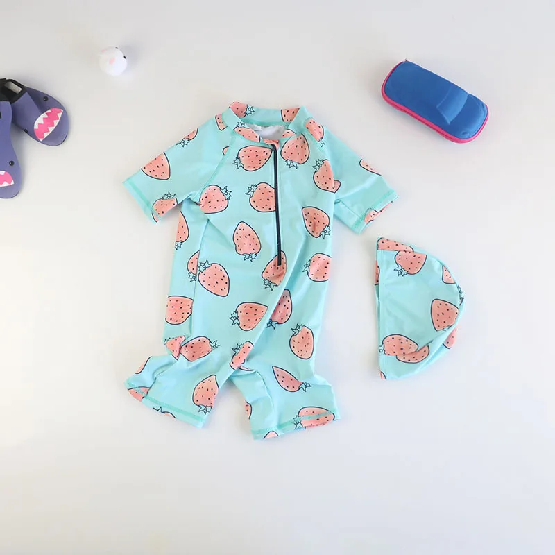 Мультиков для маленьких девочек Купальники фрукты Цельный с рисунком детский купальник для девочек пляжная одежда для маленьких девочек плавательный комплект с защитой от солнца, пляжная одежда - Цвет: XL Height105-115CM