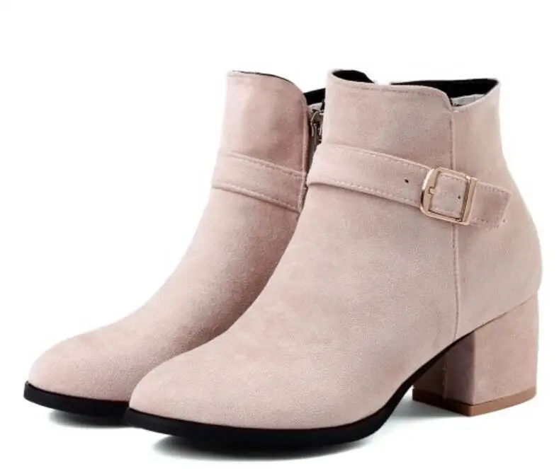 

Sapato Feminino Women Ankle Boots Autumn Spring Warm Pumps Shoes Woman Chunky High Heels Gladiator Chaussure Booties XZ181618
