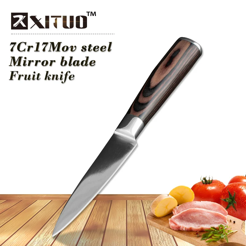XITUO 3.5inch Very Sharp Fruit knife Mirror Fruit Paring Knife Kitchen life Utility tools Meat knife 7Cr17Mov Multi Knife gift
