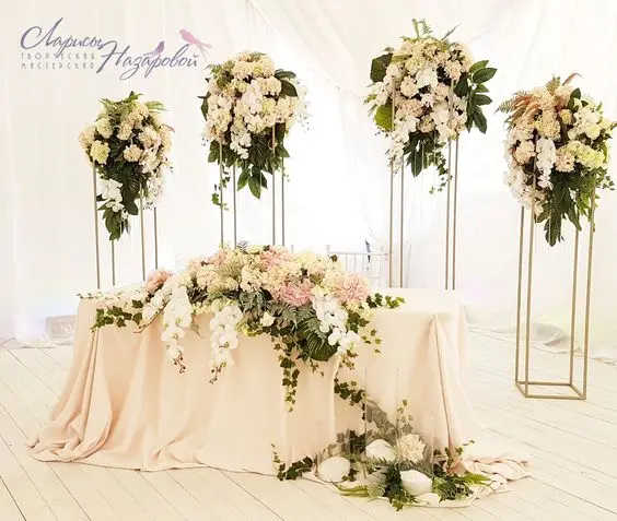 

metal Flower Vase Gold Column aisle Road Lead Wedding Centerpiece Flower Rack For Event Party Decoration