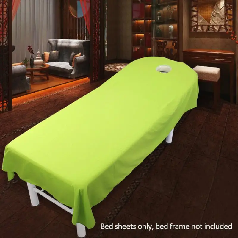 

Professional Cosmetic salon sheets SPA massage treatment bed table cover sheets with hole 9 Colors to Choose