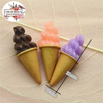 

10pcs Resin 3D Ice cream cone Cabochon Miniature food Art Supply Decoration Charm Craft