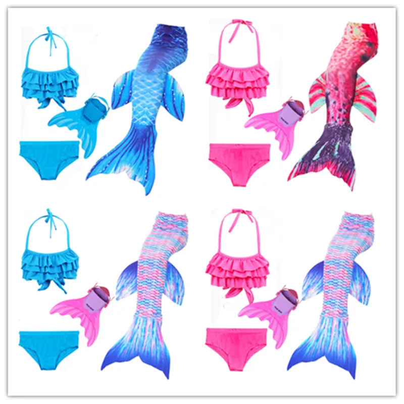 

Children Mermaid Tails For Swimming Cosplay Girls Mermaid Tails With Monofin Bikini Suit Swim Fin Swimsuit Girl Birthday Gift