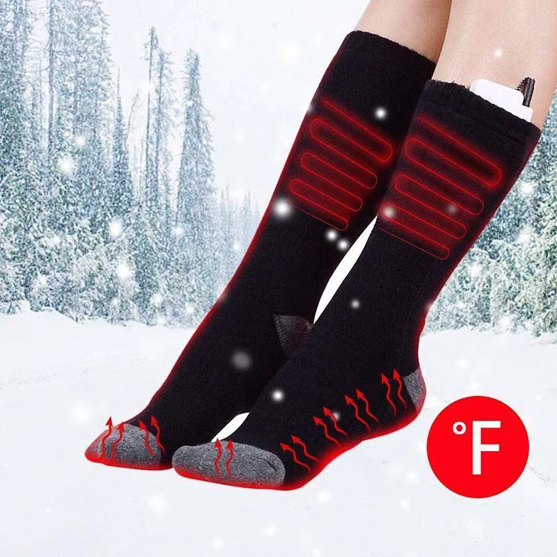 

Hot 1 Pair Adjustable Temperature Rechargeable Battery Electric Heated Socks Feet Warmer MDD88