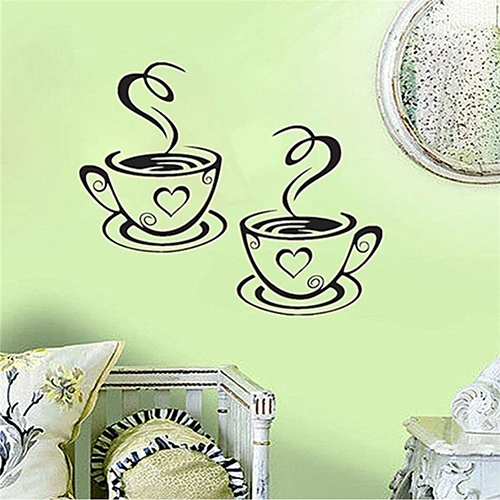 Home Kitchen Restaurant Cafe Tea Wall Sticker Coffee Cups Sticker Wall Decor