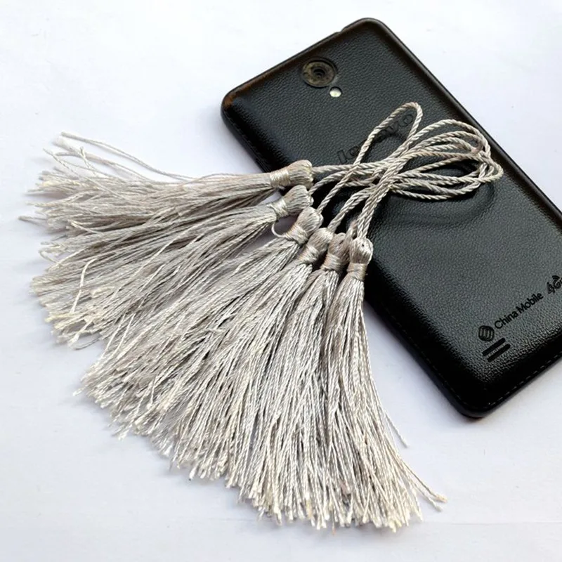 

100pcs about 12.5cm silver polyester charm tassel home curtain accessories in addition to core bookmarks curtain 2025