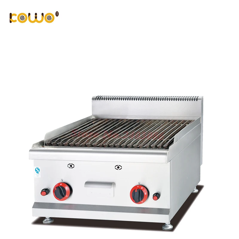 

Stainless Steel Counter Top Gas Lava Rock Grill With 2 Burner