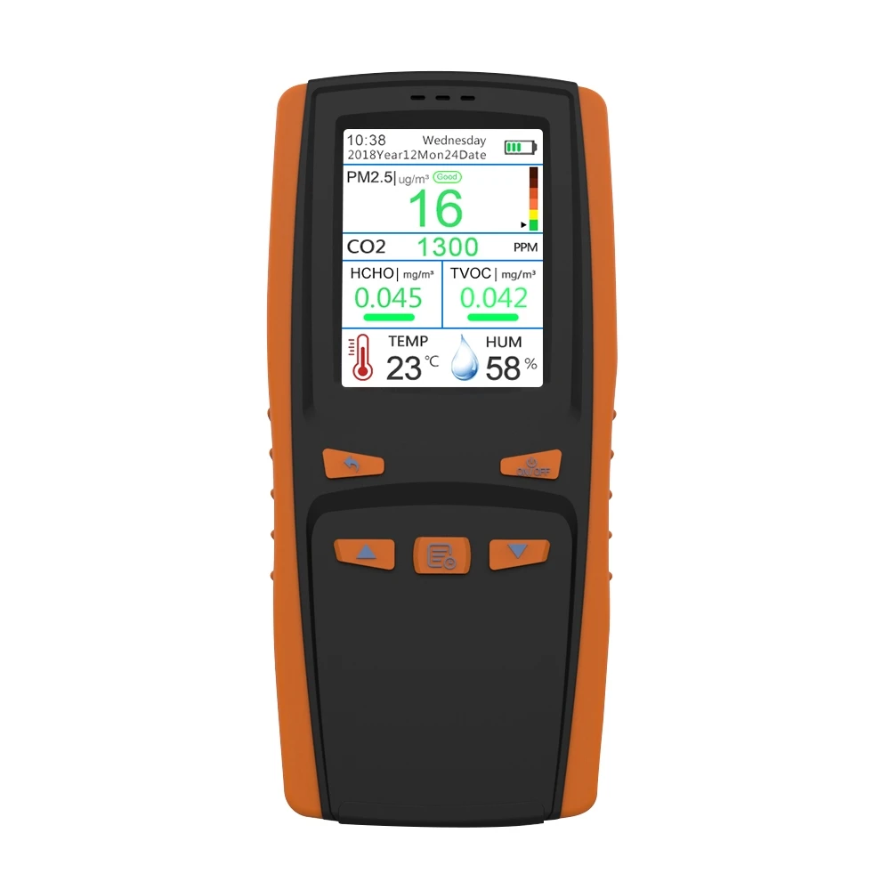 

CO2 Sensor HCHO PM2.5 Gas Detector Carbon Dioxide Formaldehyde PM 2.5 TVOC Home Handheld LCD Display AQI Air Quality Detector