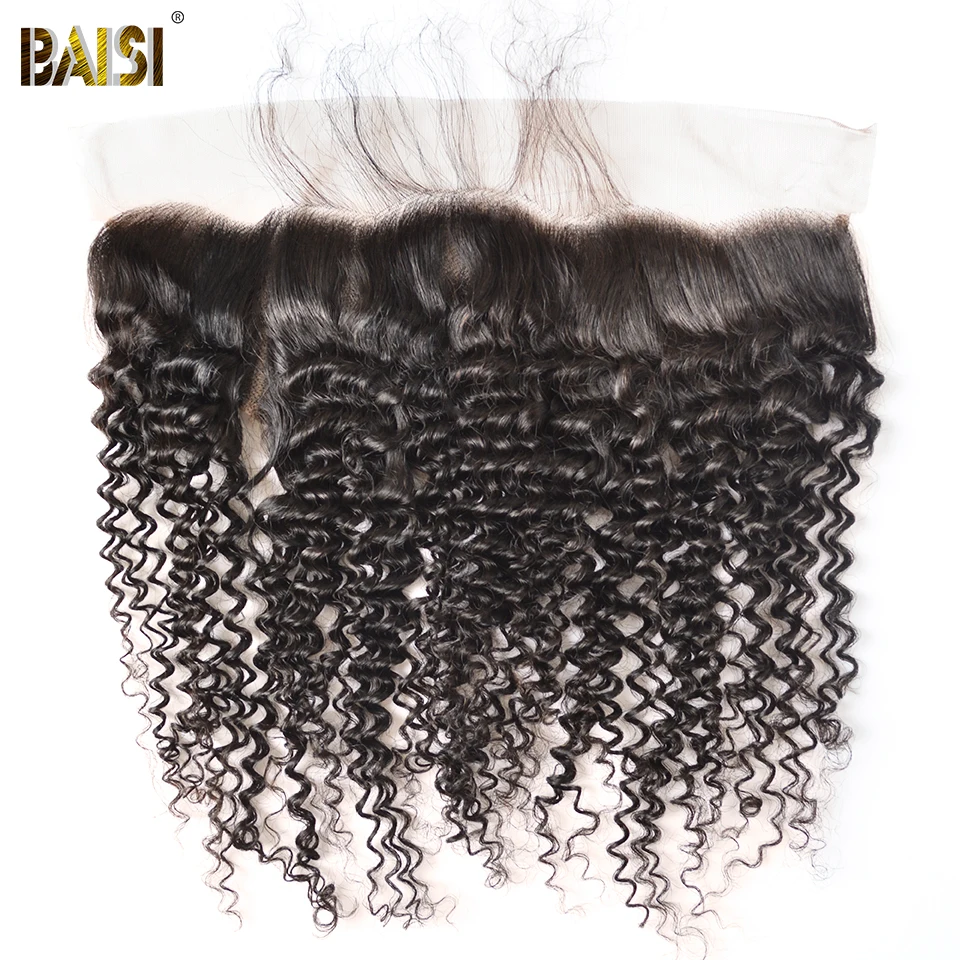 BAISI волосы индийские натуральные кудрявые волосы необработанные человеческие волосы 3 пучка с фронтальной 100% человеческих волос