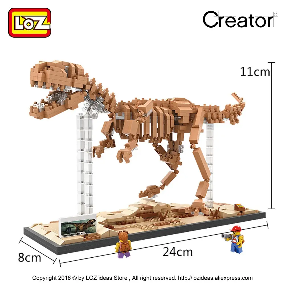 Строительные блоки LOZ Tyrannosaurus Rex fossiles T модель черепа DIY сборка игрушек скелета