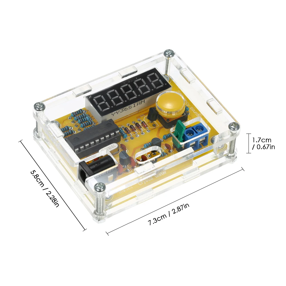 DIY Frequency Tester Crystal Counter Meter Oscillator Tester with Transparent Case 1Hz~50MHz frequency counter tester frequency meter