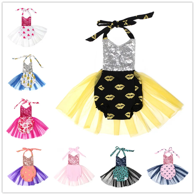 2016 Baby Girl Clothes Baby Sequin Tulle Romper Toddler Girl Clothing