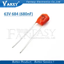 20 шт. 684 с алюминиевой крышкой, 63В 0,68 мкФ шаг 5 мм 680nf 63V684J CBB полипропиленовый пленочный конденсатор с алюминиевой крышкой