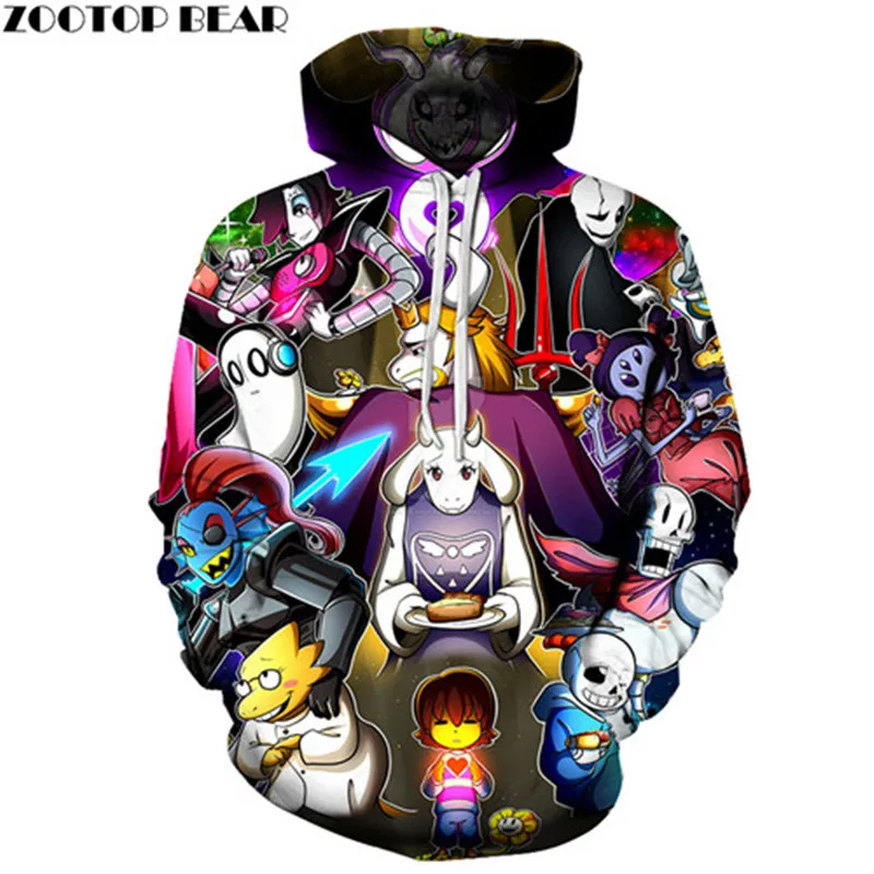 Торцевая Пластина Undertale 3D печатная игра Мужские пуловер свитшот худи модные