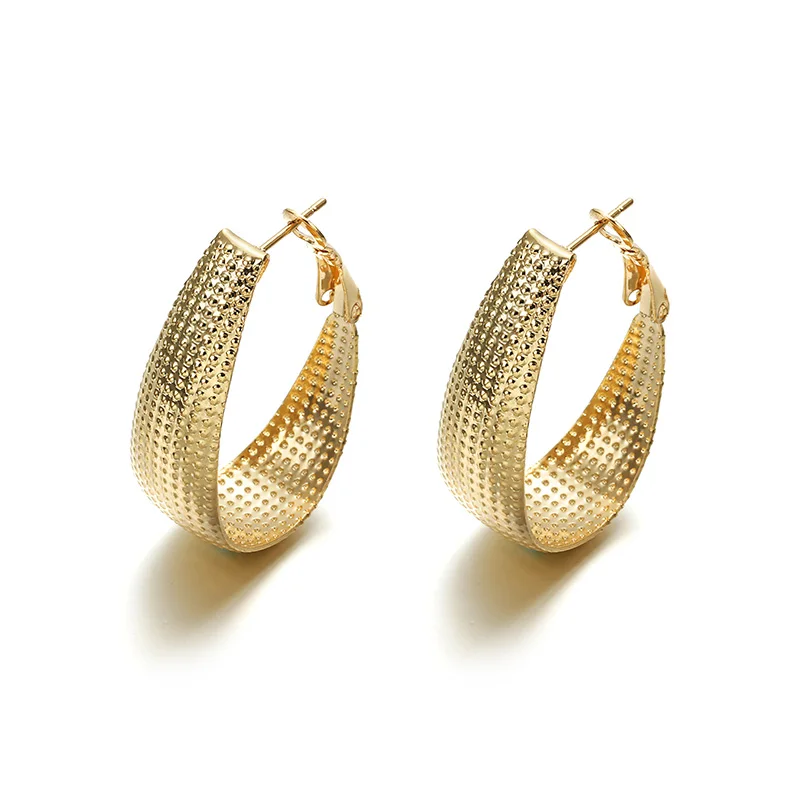 

Brand New Design Fashion Charm Hoop Earrings Geometric Round Shiny big earring jewelry women