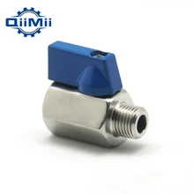 1 шт. нержавеющая сталь мини шаровой клапан 1/2, 1/", 1/8" NPT мужчин и женщин воздушные клапаны компрессора с синей ручкой