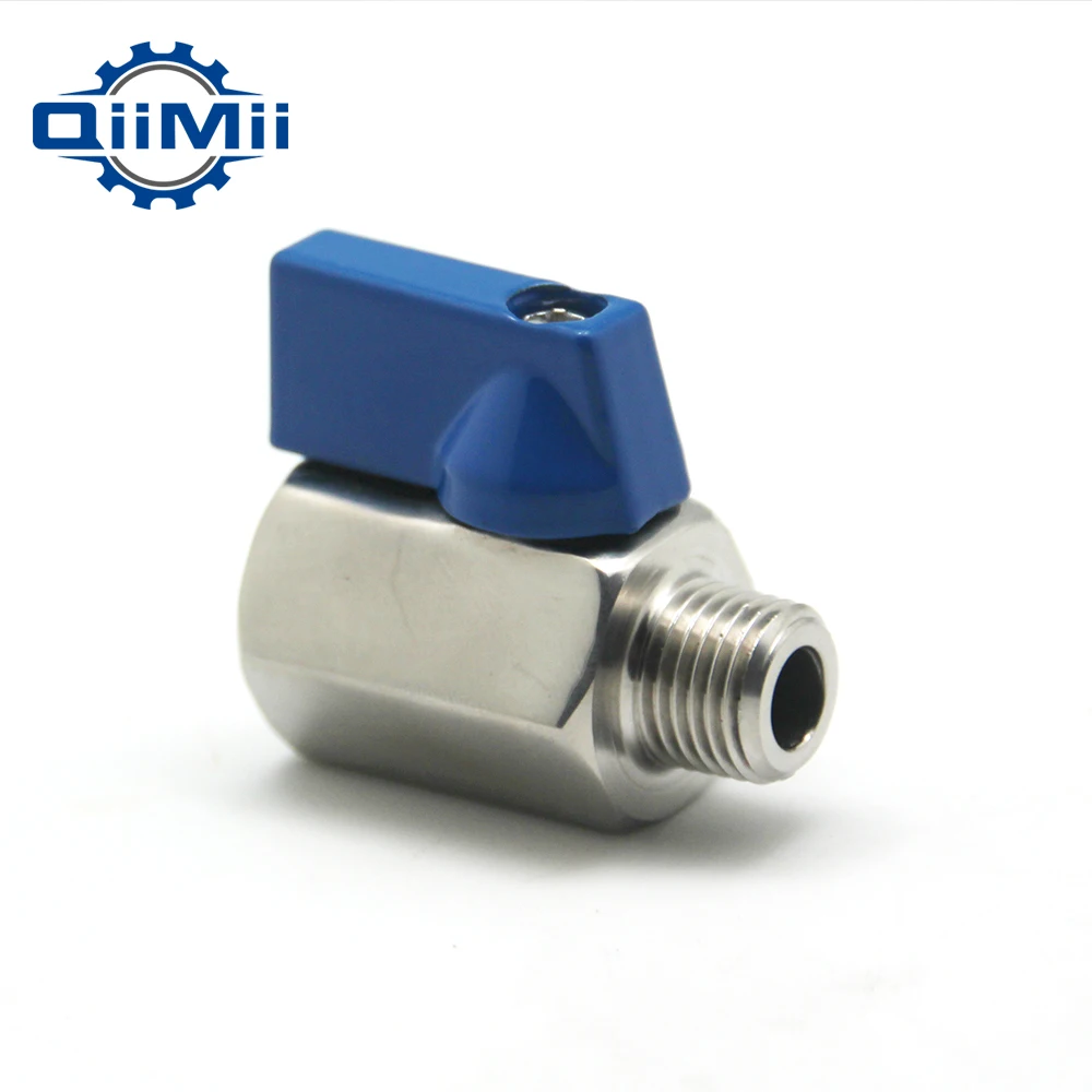1pc Stainless Steel Mini Ball Valve 1/2, 1/4", 1/8" NPT Male To Female Air Compressor Valves