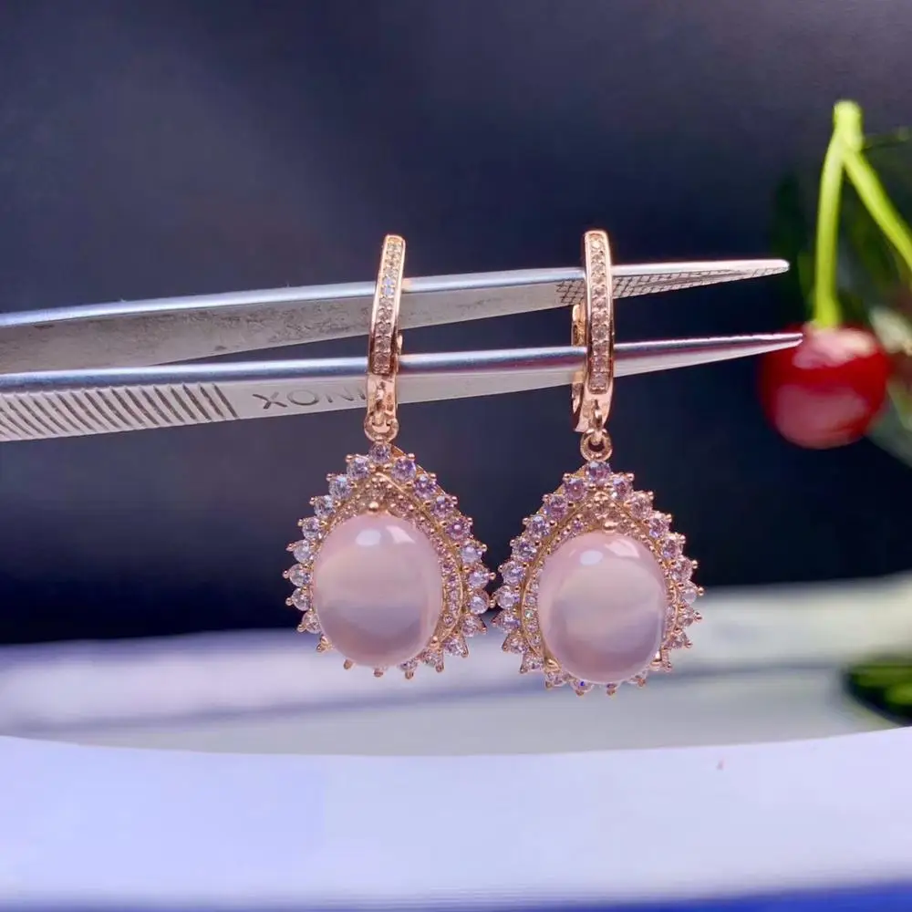 

charming pink Rose Quartz earring with 925 silver for women