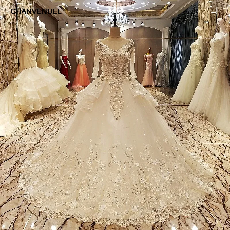 

LS70057 robe de mariage 2017 lace up back floor length ball gown lace wedding dresses organza real photos