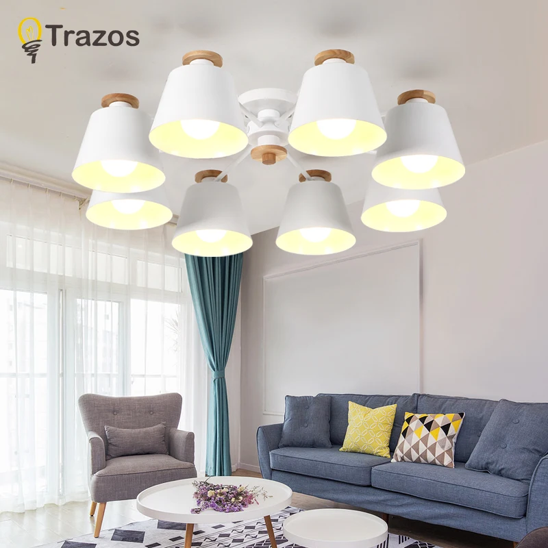 

Colorful Chandelier Lighting For Living Room LED Lustre Wooden Hanging Light Ceiling Chandeliers Modern Kitchen Lights