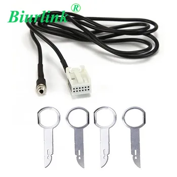 

Biurlink Male 3.5MM Audio Jack 12Pin AUX Cable Adapter with Removal Key Tools For Peugeot 307 308 407 408 507 For Citroen C2 C5