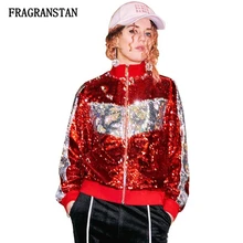 Женская весенне-осенняя новая куртка со стоячим воротником модная Harajuku хит цвет блестки Женское пальто Высокое качество Свободная верхняя одежда JQ705