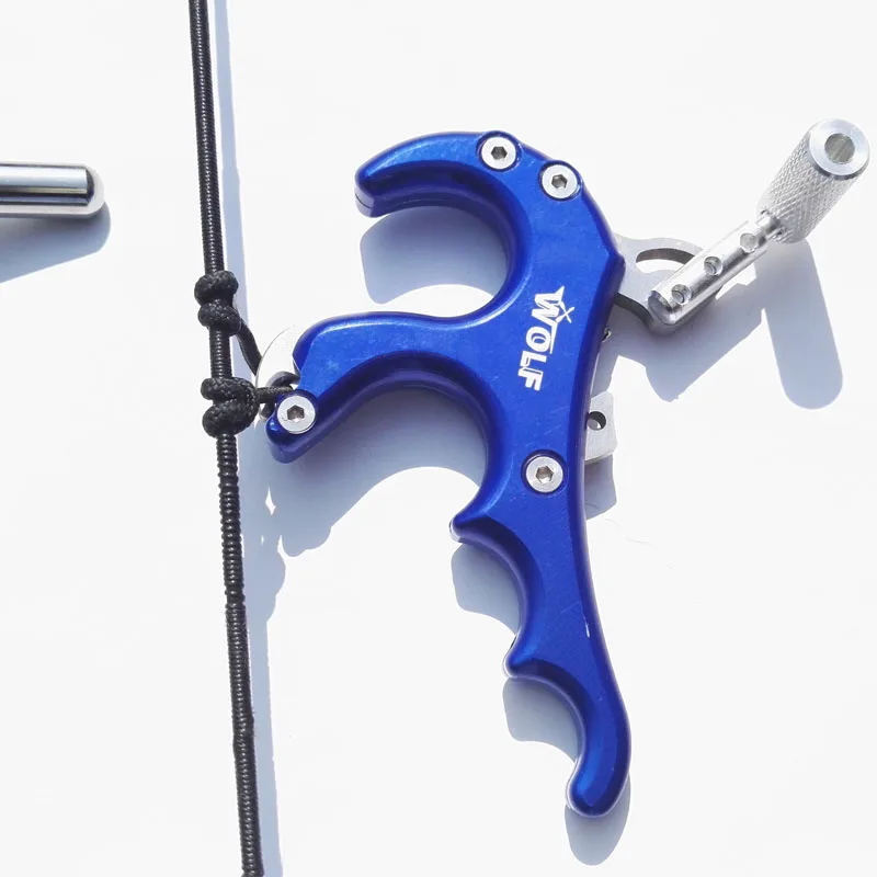 Archery 4Finger Compound Bow Release Aids Grip Aluminum Alloy Thumb