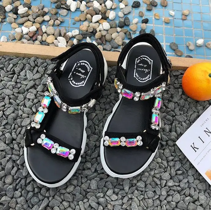 new Fashion Rhinestone Women Sandals 2019 Breathable Comfortable Non-slip Ladies Walking Summer Beach Sandals Shoes women **477