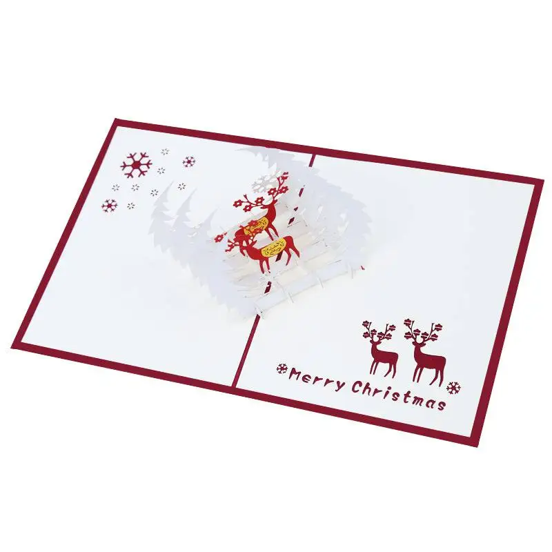 Подарок на день рождения поздравительные карты с конвертом Снежинка из бумаги открытка Рождество год вечерние свадебные украшения - Цвет: Elk
