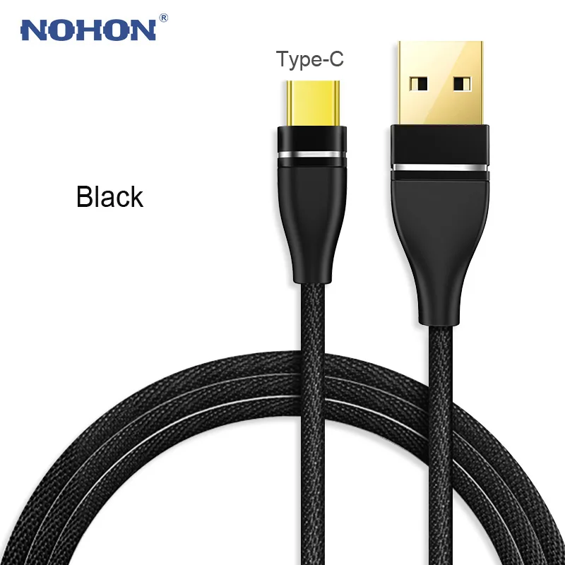 NOHON usb type-C кабель для huawei Xiaomi Redmi Note 7 супер быстрая зарядка Micro USB кабель для lenovo htc мобильный телефон Дата линия - Цвет: Black For Type C