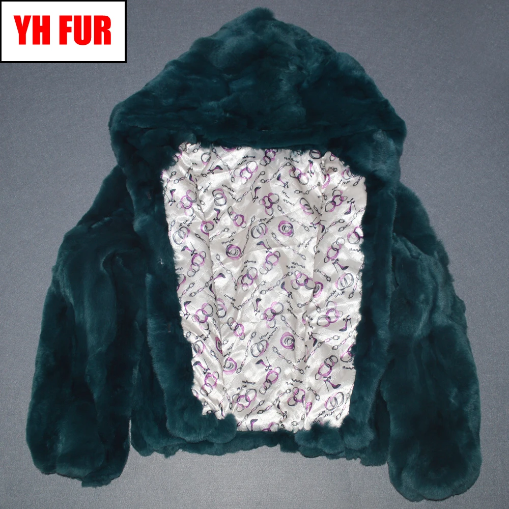 

2019 Warm Women Short Style Hooded Real Rex Rabbit Fur Coat Real Rex Rabbit Fur Jacket Real Genuine Rex Rabbit Fur Hood Overcoat
