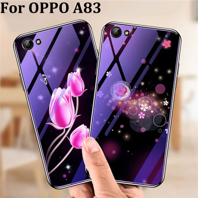 Чехол для OPPO A83 модный синий чехол из закаленного стекла A 83 чехлы телефонов OPPOA83
