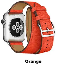 Для Apple Watch 4 группа из натуральной кожи двойной тур часы Замена ремешка ремешок для Apple Watch Series 1 2 3 iWatch Herme браслет - Цвет ремешка: Without  LOGO Orange