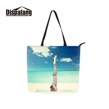 

Dispalang Fashion Print Sportl Yoga Logo Cotton Heavy Canvas Tote Bag Long Handle Shoulder Bags Cheap Promotional Cloth Shopper