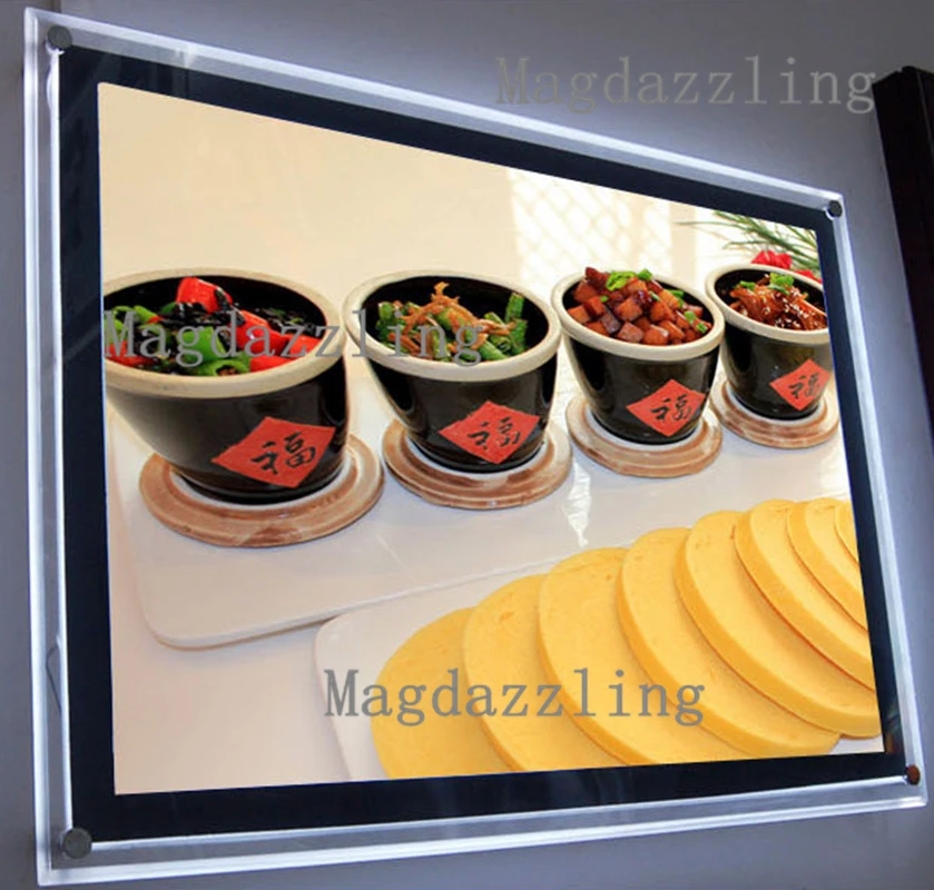 A2 Black Border Acrylic Frame LED Menu Panel Wall Mounted Crystal Frame