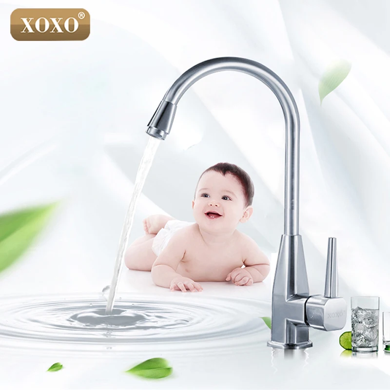 

XOXO chrome Single-hole open kitchen faucet cold andhot heat sink water mouth single kitchen faucet mixer tap 1244