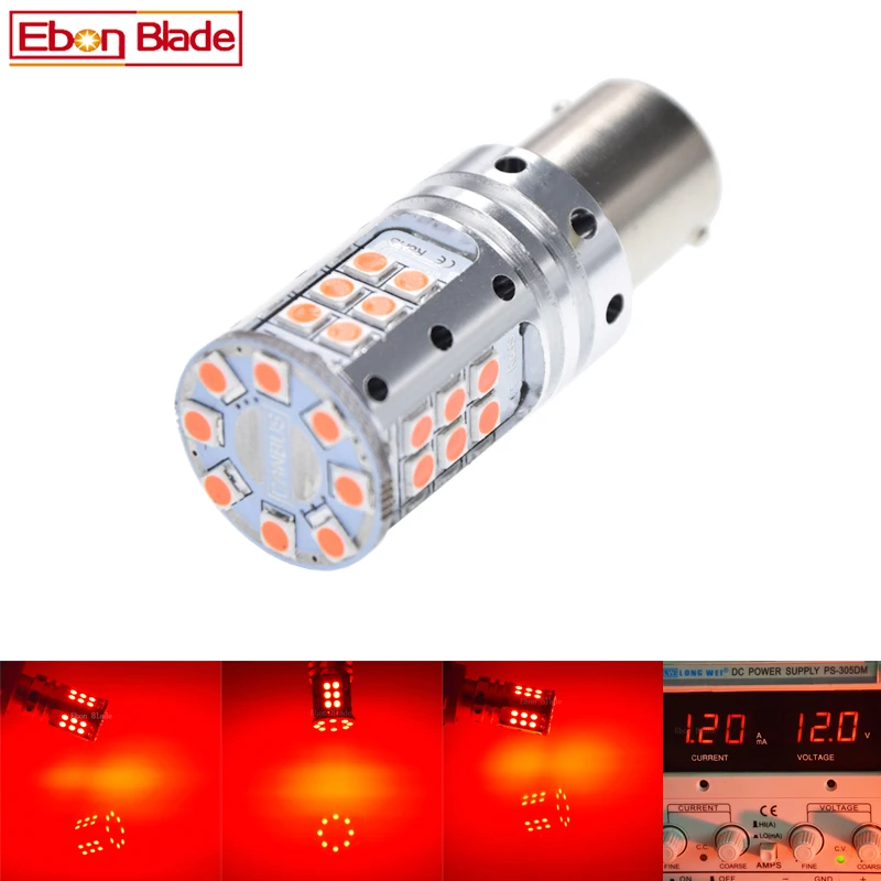 

2Pcs No Resistor Need 1157 BAZ15D 7225 P21/4W Canbus LED Bulbs 3030 SMD RED Car Backup Brake Stop Parking Light Auto Tail Lamp