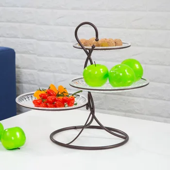 

Nordic iron fruit plates home creative 3 layer dried fruit snacks candy storage tray Cake dessert display stand rack mx6261603