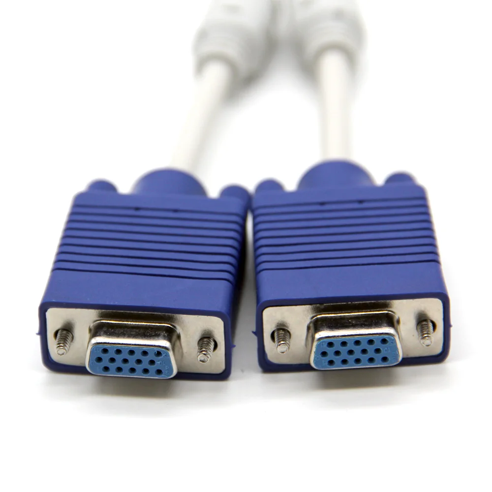 Высокое качество 1 шт. разветвитель для кабеля VGA двойной 2 монитор 15pin два порта