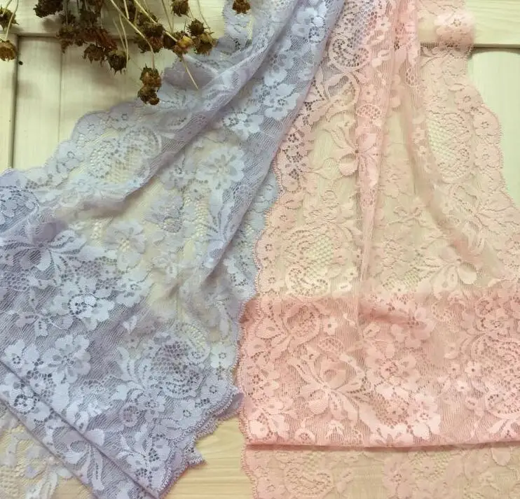 

2 Meters Super Wide Flower Purple Blue Pink Stretch Lace Trim fo Cloth and Panties Bra Design Elastic Lace Trim Fabric