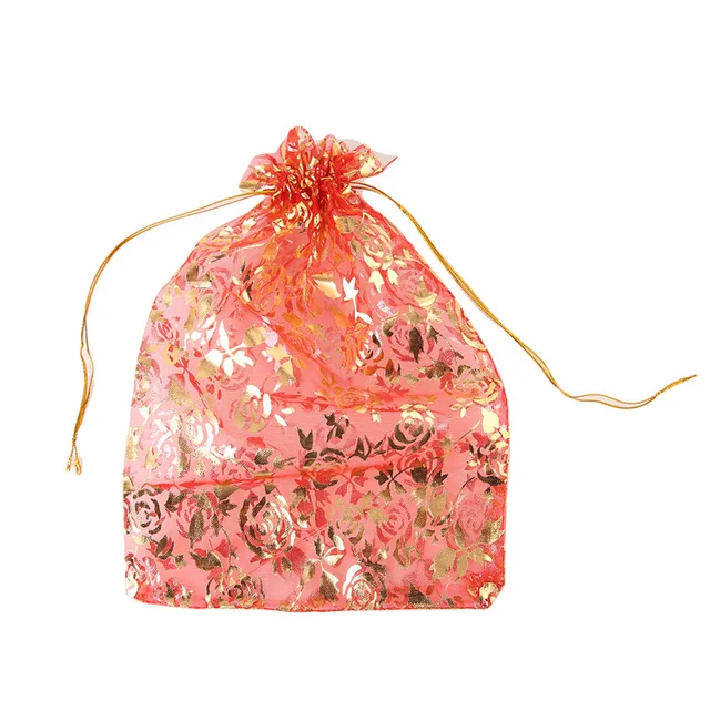 Large Size 18 26cm 50pcs Lot Organza Jewelry Packaging Bags Large Size 18 26cm 50pcs Lot Organza Jewelry Packaging Bags Pouches Red Printed
