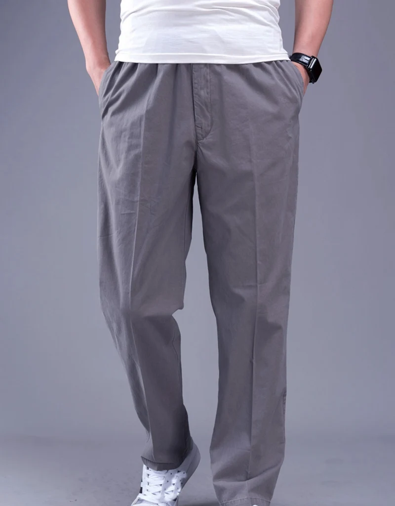 Мужские Простые повседневные брюки карго, большие размеры 9XL 10XL, хлопковые летние черные эластичные тонкие брюки, дешевые брюки, прямые брюки 7XL 8XL
